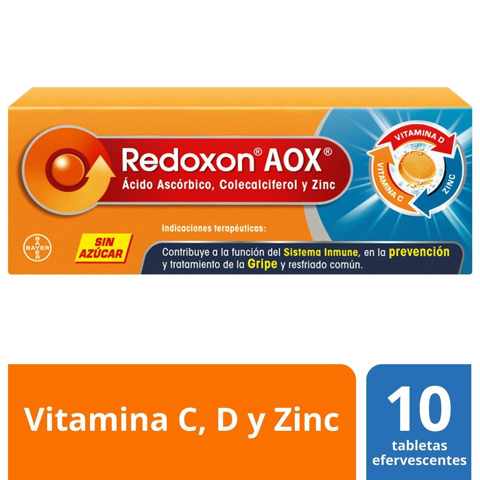 Redoxon AOX Vitamin C D Zinc 10 Effervescent Tablets - Pharmacy in Cabo delivery
